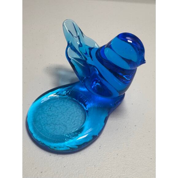 Vintage Leo Ward Signed 1994 Blue Bird Glass Votive/Candle Holder - Picture 2 of 6